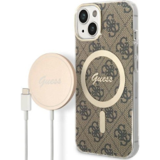 Guess 4G Print MagSafe Apple iPhone 14 hátlap tok, barna+ MagSafe töltő (GUE002552) tok és táska