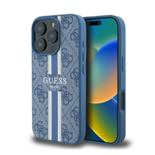 Guess 4G Printed Stripes iPhone 16 Pro MagSafe kemény hátlap tok, kék GUHMP16LP4RPSB tok és táska