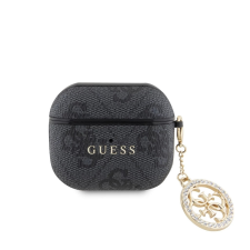 Guess 4G Script PC/PU Charm tok AirPods 3 készülékhez fekete fülhallgató, fejhallgató tok