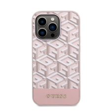 Guess 4G Stripe Apple iPhone 14 Pro szilikon Magsafe hátlap tok, rózsaszín tok és táska