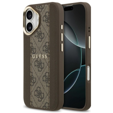 Guess 4G Stripe Apple iPhone 17 MagSafe tok kameravédő kerettel, barna-arany tok és táska