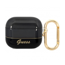 Guess Airpods 3 szilikon tok akasztóval, fekete, GUESS GUA3HGCOHK tok és táska