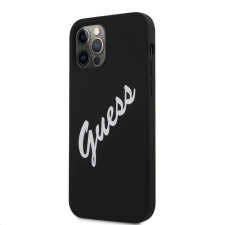 Guess Apple iPhone 12 Pro Max GUESS GUHCP12LLSVSBW Liquid Silicon Hátlap - Fekete tok és táska