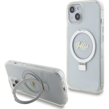 Guess Apple iPhone 15 IML Ring Stand Glitter Magsafe Hátlapvédő Tok Átlátszó (GUE003422) tok és táska