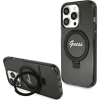 Guess Apple iPhone 15 Pro IML Ring Stand Glitter Magsafe Hátlapvédő Tok Fekete (GUE003359)