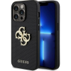 Guess Apple iPhone 15 Pro Max PU Perforated Glitter Metal Logo Hátlapvédő Tok Fekete (GUE003354)