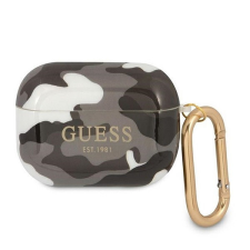 Guess Camo Collection Apple AirPods Pro tok, fekete fülhallgató, fejhallgató tok