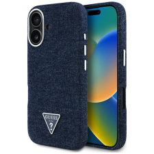 Guess Denim Triangle Logo iPhone 16 MagSafe hátlap tok, kék tok és táska