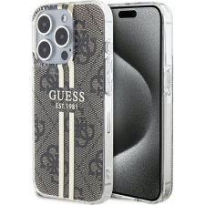 Guess Eredeti Tok GUESS GUHCP15MH4PSEGW iPhone 15 Pro Arany Stripe / Barna (GSM180431) tok és táska