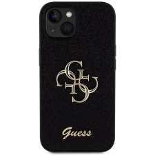 Guess Fixed Glitter 4G Metal Logo iPhone 13 fekete PU hátlap tok tok és táska