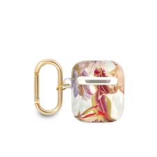 Guess Flower Print Apple Airpods tok, lila fülhallgató, fejhallgató tok