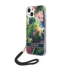 Guess Flower Strap Apple iPhone 14 hátlap tok, kék tok és táska