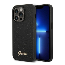 Guess Glitter Flakes Metal Logo Apple iPhone 14 Pro hátlap tok, fekete tok és táska