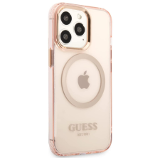 Guess Gold Outline MagSafe Apple iPhone 13 Pro Max Tok - Rózsaszín/Áttetsző tok és táska