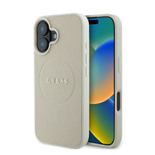 Guess Grained Ring iPhone 16 MagSafe kemény hátlap tok, bézs GUHMP16SPGHSMME tok és táska