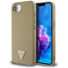 Guess Grained Triangle Apple iPhone 16e MagSafe tok, világosbarna tok és táska