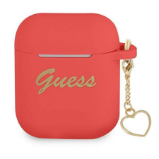 Guess GUA2LSCHSR AirPods borító piros/piros Szilikon Charm Heart Collection fülhallgató, fejhallgató tok
