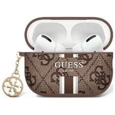 Guess GUA2P4RPSW 4G Printed Stripes Charm tok AirPods 1/2 - barna fülhallgató, fejhallgató tok
