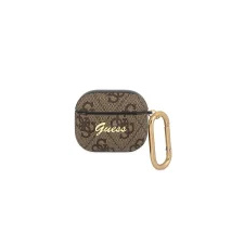 Guess GUA34GSMW AirPods 3 barna 4G Script Metal Collection tok fülhallgató, fejhallgató tok