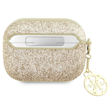 Guess GUAP2GLGSHD Glitter Flake 4G Charm tok AirPods Pro 2 - arany színű fülhallgató, fejhallgató tok