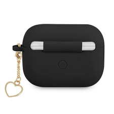 Guess GUAPLSCHSK Silicone Charm Heart Collection tok AirPods Pro - fekete fülhallgató, fejhallgató tok