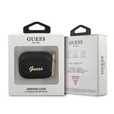 Guess GUAPSASMK Saffiano Script Metal Collection tok AirPods Pro - fekete fülhallgató, fejhallgató tok