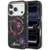 Guess Guess IML Glitter Blossom Roses Apple iPhone 18 Pro / iPhone 17 Pro tok, MagSafe, csillámos, rózsa minta, fekete