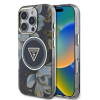 Guess Guess IML Glitter Magnolia and Triangle Logo MagSafe tok iPhone 16 Pro készülékhez fekete