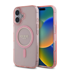 Guess Guess IML Glitter Ring MagSafe tok iPhone 16 készülékhez rózsaszín tok és táska