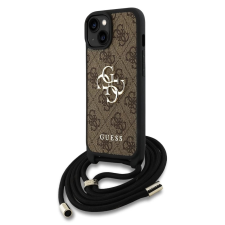 Guess Guess PU 4G Metal Logo Crossbody Strap tok iPhone 15 készülékhez barna tok és táska