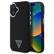 Guess Guess PU Grained Triangle Logo tok iPhone 16 készülékhez fekete tok és táska