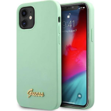 Guess GUHCP12SLSLMGGN iPhone 12 Mini 5,4" Zöld Metal Logo Script Keménytok (GUE856GRN) tok és táska