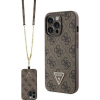 Guess GUHCP13LP4TDSCPW iPhone 13 Pro / 13 6.1" Barna Keménytok Crossbody 4G Fém Logó (GUE2730)