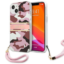 Guess GUHCP13MKCABPI iPhone 13 / 14 / 15 6.1" rózsaszín keménytok terepszínű pánttal tok és táska