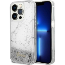 Guess GUHCP14LLCSGSGSGH iPhone 14 Pro 6.1" Fehér Keménytok Folyékony Csillogó Márvány (GUE2452) tok és táska