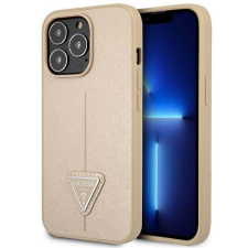 Guess GUHCP14LPSATLE iPhone 14 Pro 6,1&quot; bézs Saffiano háromszög logós keménytok tok és táska