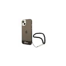 Guess GUHCP14SHGCOHK iPhone 14 6,1" fekete áttetsző keménytok gyöngyház szíjjal tok és táska
