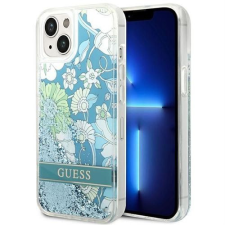 Guess GUHCP14SLFLSN Flower Liquid Glitter tok iPhone 13 / 14 / 15 - zöld tok és táska