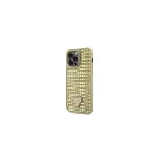 Guess GUHCP14XHDGTPD iPhone 14 Pro Max 6.7" arany keménytok strasszos háromszöggel tok és táska