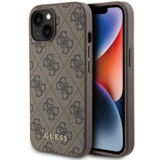 Guess GUHCP15SG4GFBR iPhone 15 6.1" barna keménytok 4G fém arany logóval tok és táska