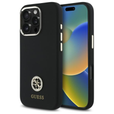 Guess GUHCP16LM4DGPK Silicone Logo Strass 4G keménytok iPhone 16 Pro - fekete tok és táska