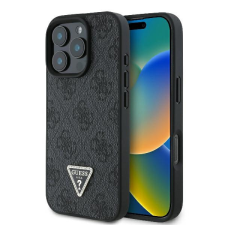 Guess GUHCP16LP4TDPK Leather 4G Triangle Strass keménytok iPhone 16 Pro - fekete tok és táska