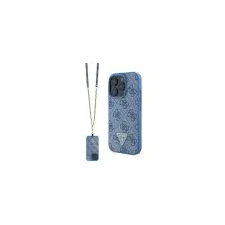 Guess GUHCP16LP4TDSCPB Leather Metal Logo Strass Crossbody keménytok iPhone 16 Pro - kék tok és táska