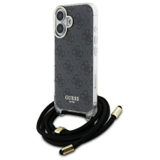 Guess GUHCP16SHC4SEK Crossbody Cord 4G Print keménytok iPhone 16 - fekete tok és táska
