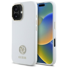 Guess GUHCP16SM4DGPH Silicone Logo Strass 4G keménytok iPhone 16 - fehér tok és táska