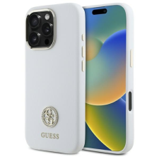 Guess GUHCP16XM4DGPH Silicone Logo Strass 4G keménytok iPhone 16 Pro Max - fehér tok és táska