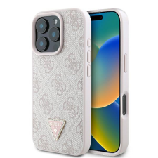 Guess GUHCP16XP4TDPP Leather 4G Triangle Strass keménytok iPhone 16 Pro Max - rózsaszín tok és táska