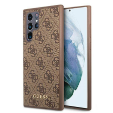 Guess GUHCS22LG4GFBR S22 Ultra S908 barna 4G fém arany logós keménytok tok és táska