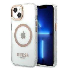 Guess GUHMP13MHTRMD iPhone 13 6,1&quot; arany keménytok fém kontúr Magsafe tok és táska