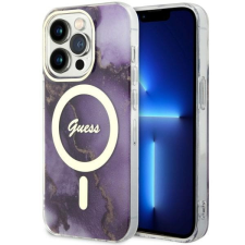 Guess GUHMP14LHTMRSU iPhone 14 Pro 6.1" lila keménytok Golden Marble MagSafe tok és táska